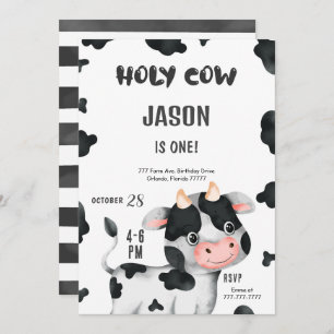 1er anniversaire Boy Cow Anniversaire Invitation
