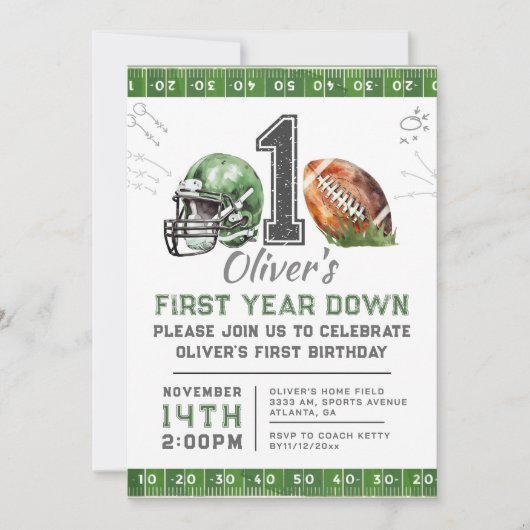 1er Anniversaire Boy Football Invitation modifiabl (Devant)