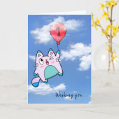 1er Anniversaire Carte Chat Et Ballons (Fleur jaune)