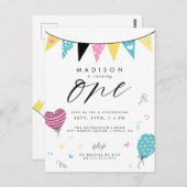 1ER ANNIVERSAIRE | Carte de vœux d'anniversaire mi (Devant / Derrière)