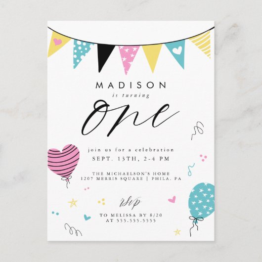 1ER ANNIVERSAIRE | Carte de vœux d'anniversaire mi (Devant)