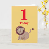 1er Anniversaire Carte Lion et jungle Friends (Fleur jaune)