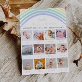 1er anniversaire Carte photo Pastel Rainbow