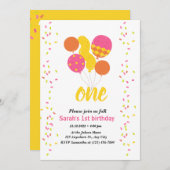 1er anniversaire Colorée invitation d'anniversaire (Devant / Derrière)