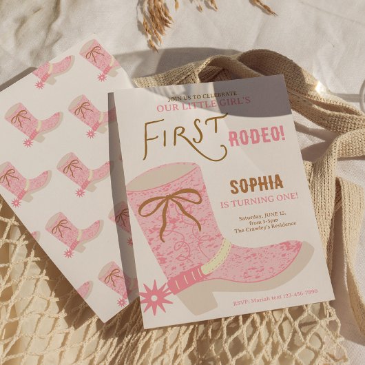 1er Anniversaire Cowgirl Premier Rodéo Invitation