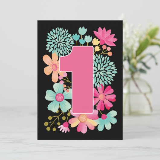 1er anniversaire de bébé Numéro 1 Invitation perso (Debout devant)