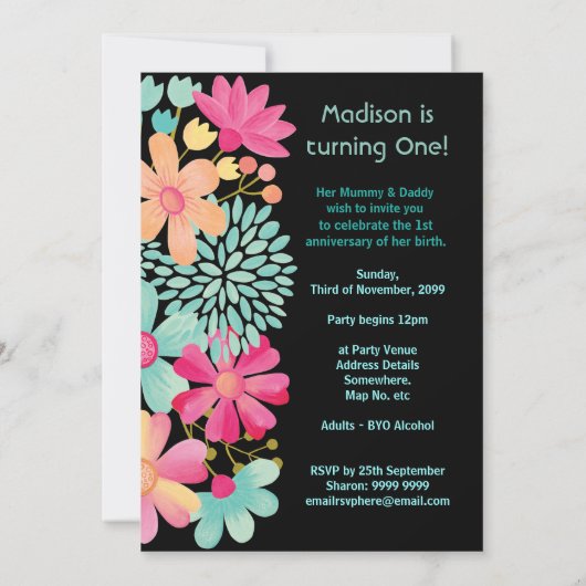 1er anniversaire de bébé Numéro 1 Invitation perso (Dos)