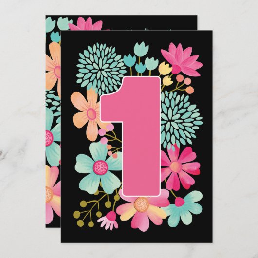 1er anniversaire de bébé Numéro 1 Invitation perso (Devant / Derrière)