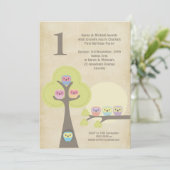 1er anniversaire de la soirée Owls Cute Invitation (Debout devant)