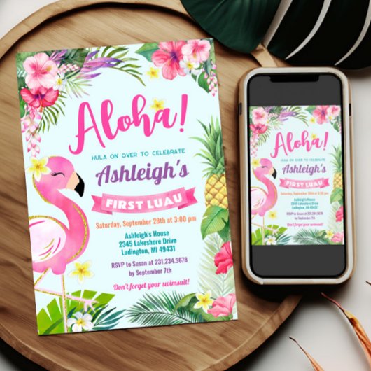1er Anniversaire de Luau Invitation d'été tropical
