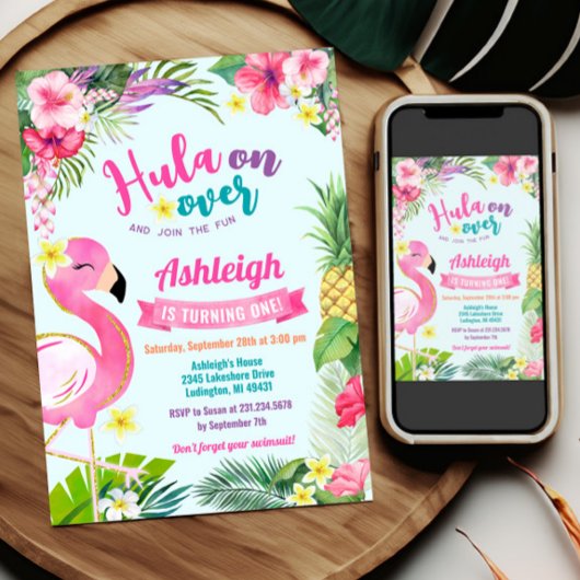 1er Anniversaire de Luau Invitation d'été tropical