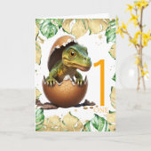 1er Anniversaire Dinosaur heureux bébé Carte Jungl (Fleur jaune)