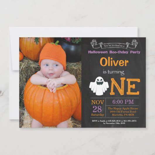 1er Anniversaire Fête d'Halloween Invitation photo (Devant)