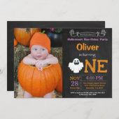 1er Anniversaire Fête d'Halloween Invitation photo (Devant / Derrière)