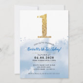 1ER ANNIVERSAIRE FÊTE INVITATION or moderne partie (Devant)