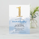 1ER ANNIVERSAIRE FÊTE INVITATION or moderne partie (Debout devant)