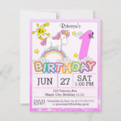 1er anniversaire fête Unicorn Invitation (Devant)