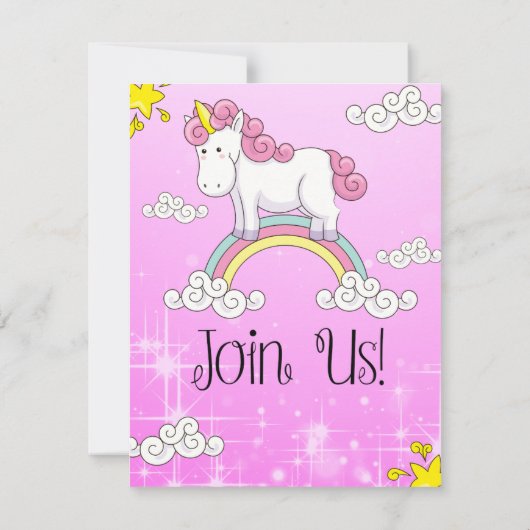 1er anniversaire fête Unicorn Invitation (Dos)