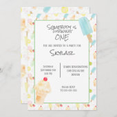 1er anniversaire fêter la crème glacée invitation (Devant / Derrière)