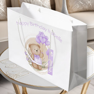 1er Anniversaire Fille pourpre Nom Cadeau Sac