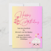 1er anniversaire filles invitation en rose (Devant)