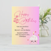 1er anniversaire filles invitation en rose (Debout devant)