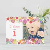 1er Anniversaire Fleurs de Jardin Invitation photo (Debout devant)