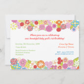 1er Anniversaire Fleurs de Jardin Invitation photo (Dos)