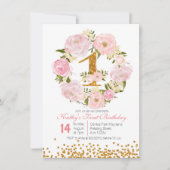 1er anniversaire Floral girl Invitation Card (Devant)