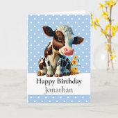 1er ANNIVERSAIRE GARÇON CARTE Bleue (Fleur jaune)