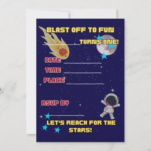 1er Anniversaire - Garçon - Espace - Invitation (Dos)