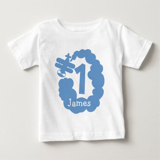 1er anniversaire garçon | T-shirt d'avion personna (Devant)