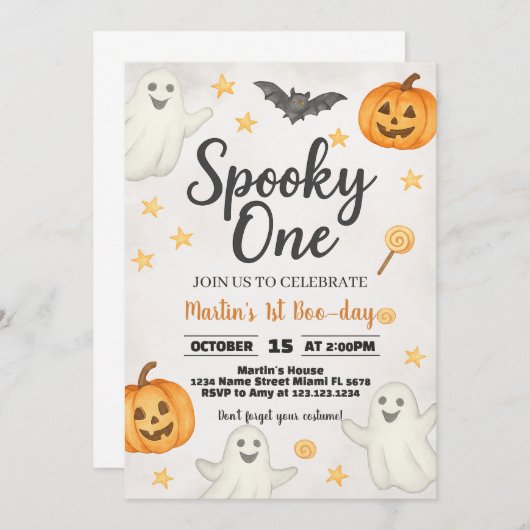 1er anniversaire Halloween Invitation (Devant / Derrière)