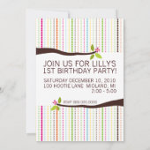 1er anniversaire Hibou Theme Party Invitations (Dos)
