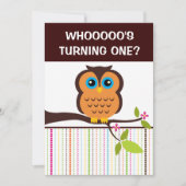 1er anniversaire Hibou Theme Party Invitations (Devant)