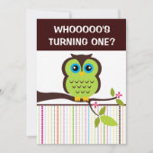 1er anniversaire Hibou Theme Party Invitations (Devant)