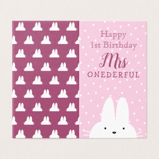 1er Anniversaire Hiver Lapin Rose & Snowflakes Pho (Outside Unfolded)