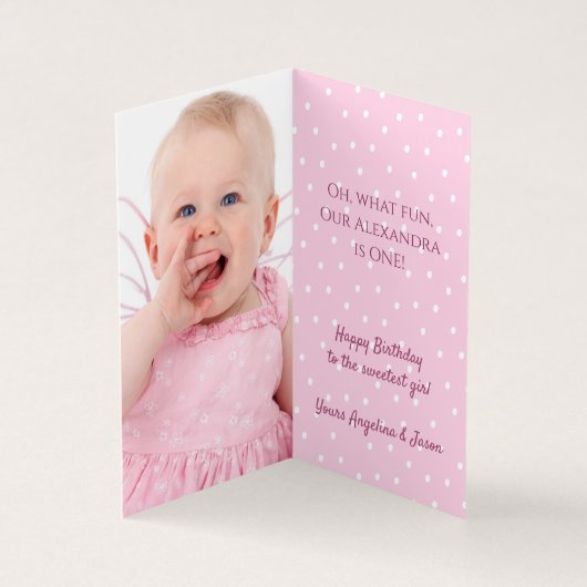 1er Anniversaire Hiver Lapin Rose & Snowflakes Pho (Inside)