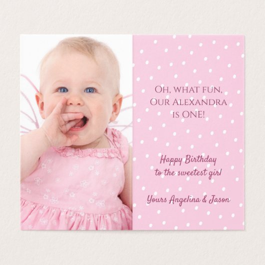 1er Anniversaire Hiver Lapin Rose & Snowflakes Pho (Inside Unfolded)