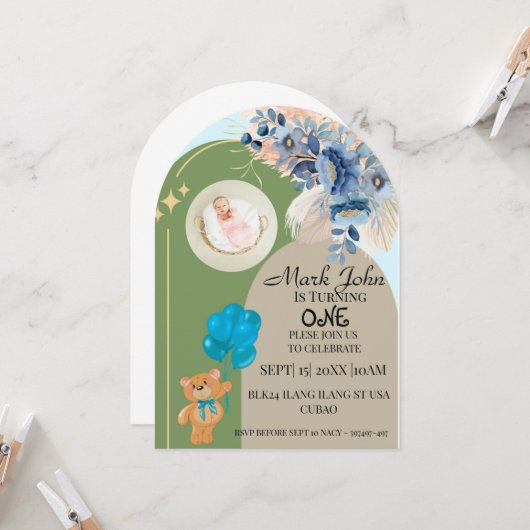 1er anniversaire Invitation (Devant/Arrière en situation)