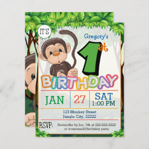 1er anniversaire Invitation au singe