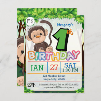 1er anniversaire Invitation au singe