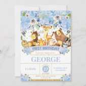 1er anniversaire Invitation Boy Woodland Animals B (Devant)