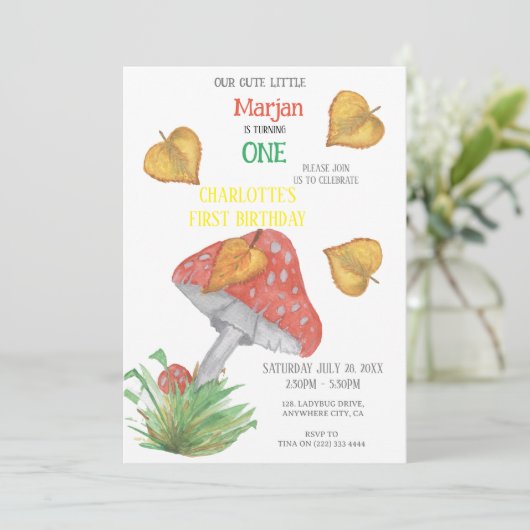 1er anniversaire Invitation "Charming Mushroom" (Debout devant)