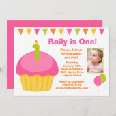 1er anniversaire Invitation de fête (Devant / Derrière)