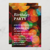 1er anniversaire Invitation de fête Confetti Spark (Devant / Derrière)