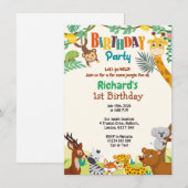 1er anniversaire Invitation de la jungle (Devant / Derrière)