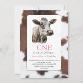 1er anniversaire Invitation de vache Brown et blan (Devant)
