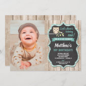 1er anniversaire invitation du garçon, anniversair (Devant / Derrière)