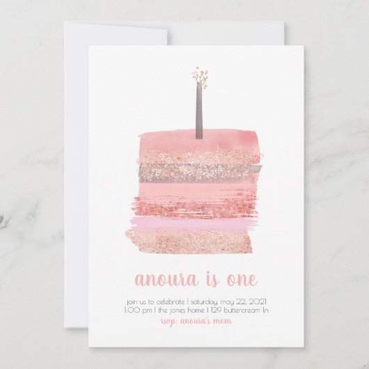 1er anniversaire Invitation | Fille 1er Anniversai (Devant)